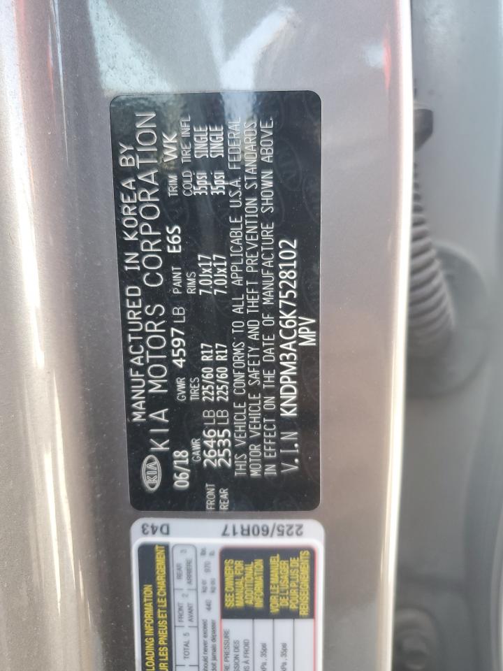 2019 Kia Sportage Lx VIN: KNDPM3AC6K7528102 Lot: 81201655