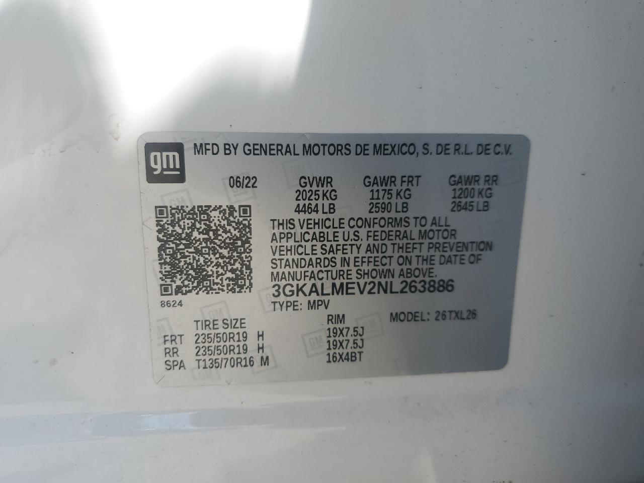 2022 GMC Terrain Sle VIN: 3GKALMEV2NL263886 Lot: 70954425