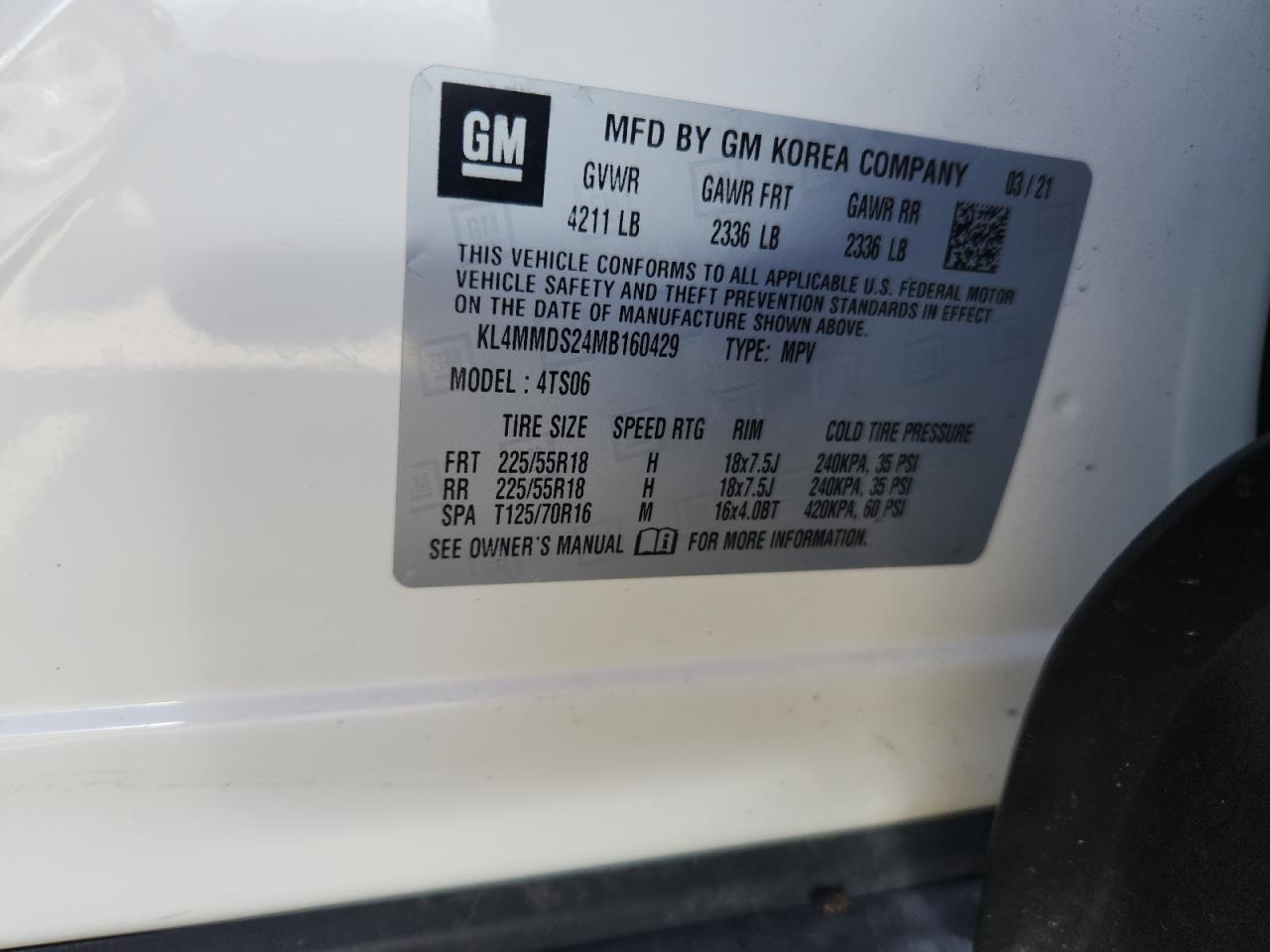 2021 Buick Encore Gx Select VIN: KL4MMDS24MB160429 Lot: 80877555