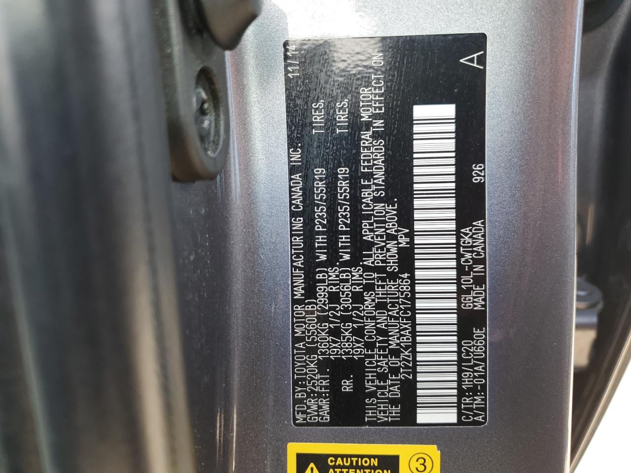 2015 Lexus Rx 350 VIN: 2T2ZK1BAXFC175864 Lot: 81816185