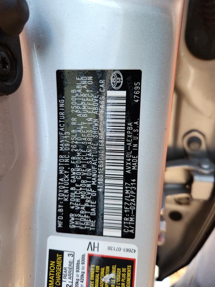 2013 Toyota Avalon Hybrid VIN: 4T1BD1EB9DU016897 Lot: 84598875