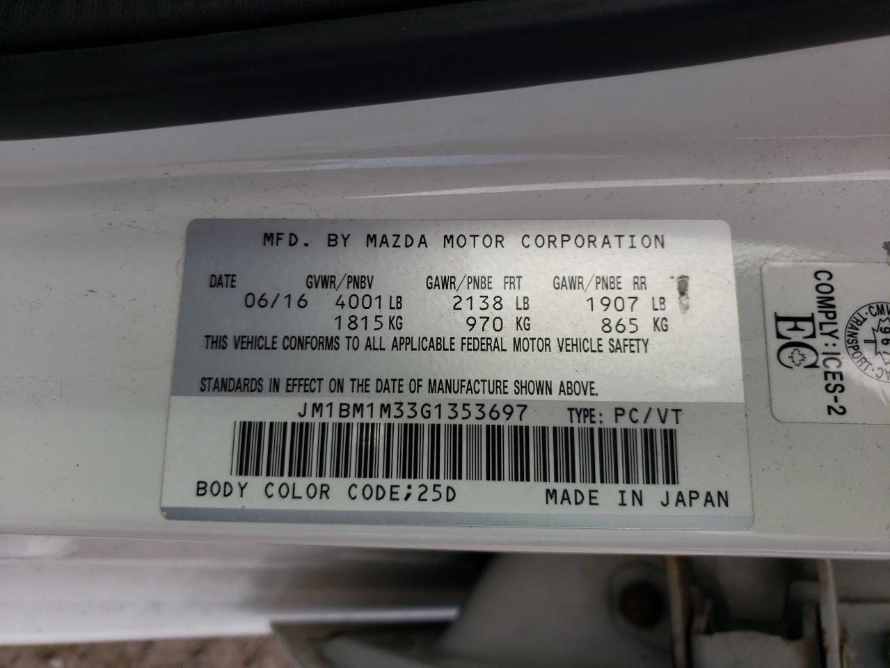 2016 Mazda 3 Touring VIN: JM1BM1M33G1353697 Lot: 71510665