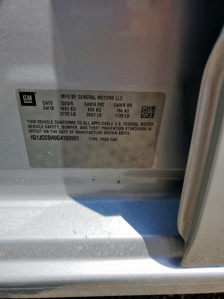 2016 Chevrolet Sonic Lt VIN: 1G1JC5SH9G4159901 Lot: 80360335