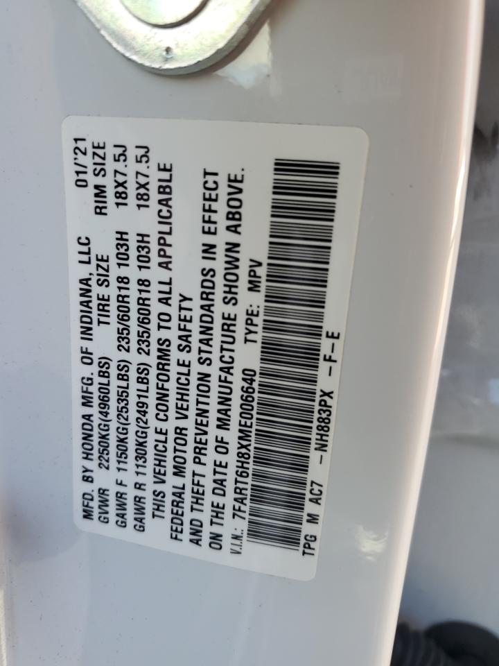 2021 Honda Cr-V Exl VIN: 7FART6H8XME006640 Lot: 91895695