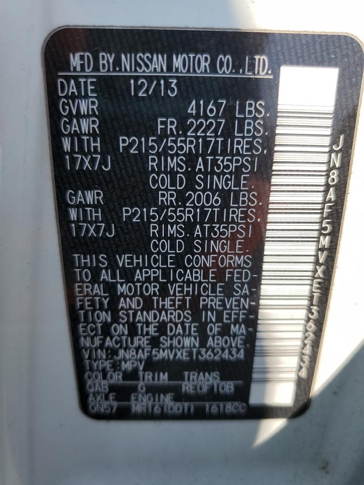 2014 Nissan Juke S VIN: JN8AF5MVXET362434 Lot: 71551325