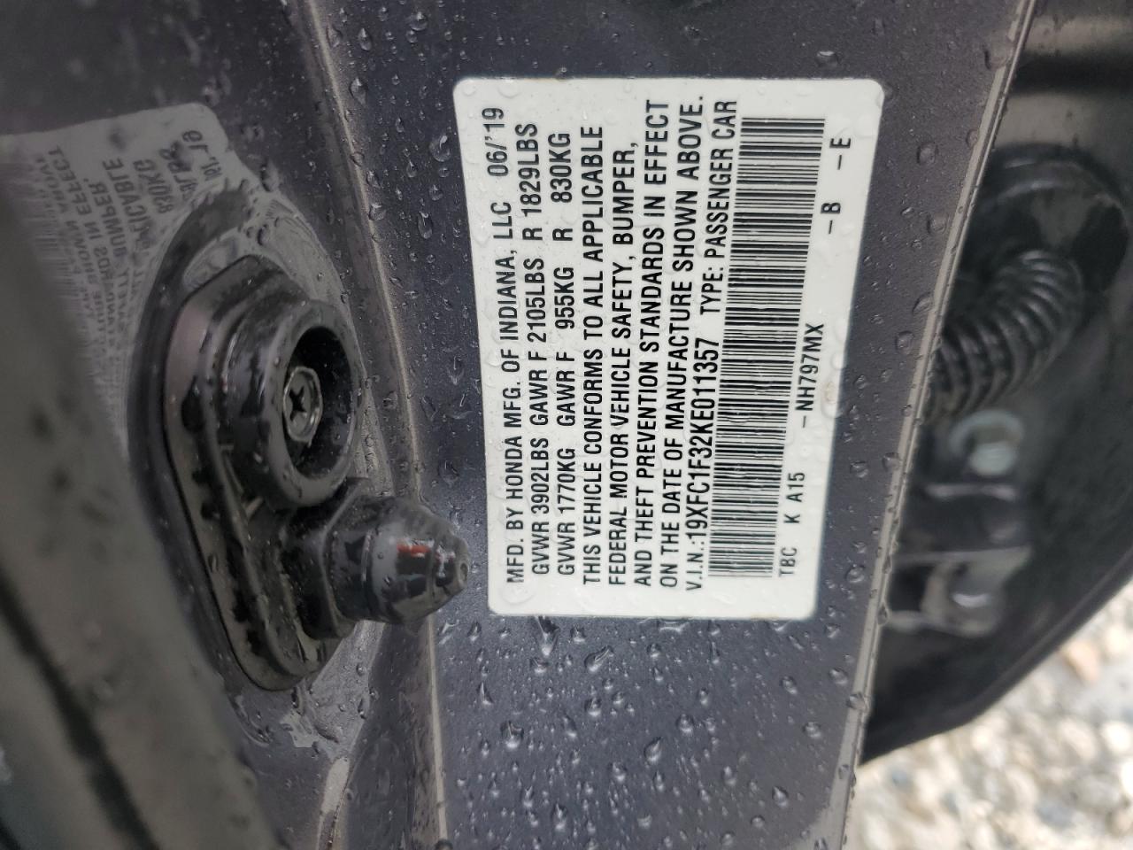 2019 Honda Civic Ex VIN: 19XFC1F32KE011357 Lot: 84152705