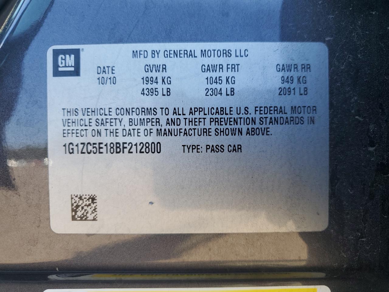 2011 Chevrolet Malibu 1Lt VIN: 1G1ZC5E18BF212800 Lot: 81453745