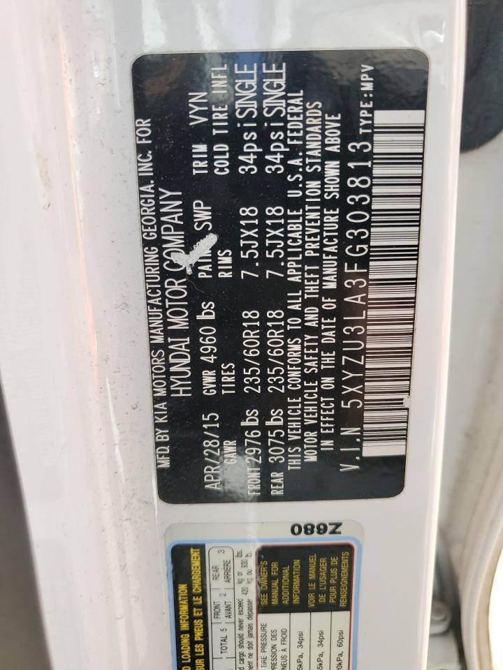 2015 Hyundai Santa Fe Sport VIN: 5XYZU3LA3FG303813 Lot: 71456905