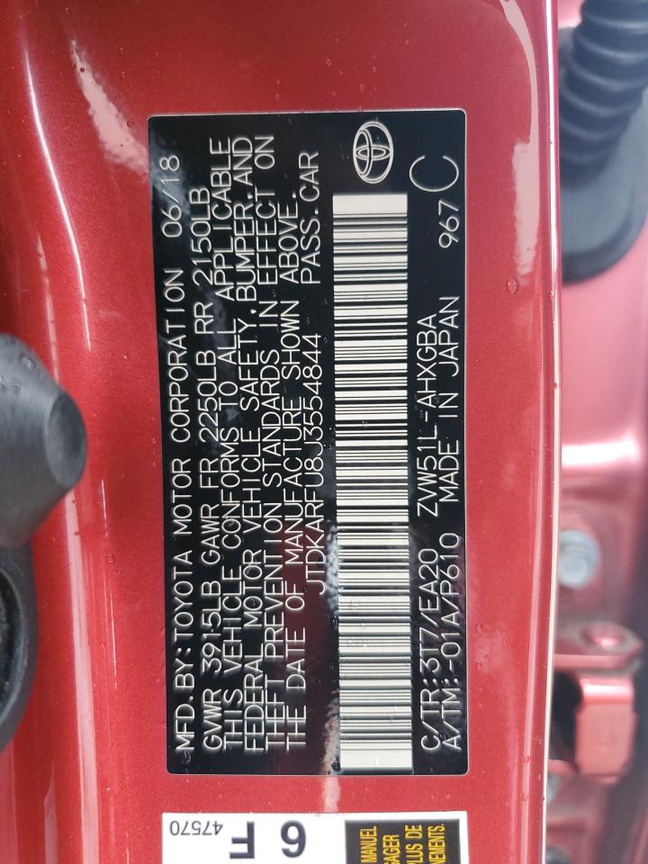 2018 Toyota Prius VIN: JTDKARFU8J3554844 Lot: 84256245