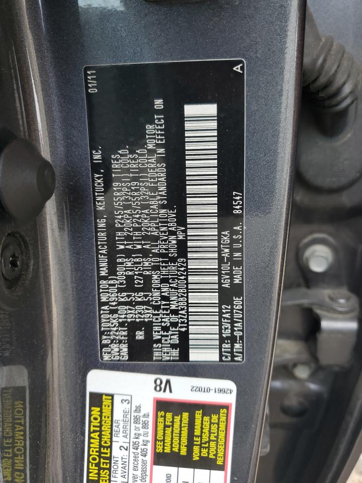 2011 Toyota Venza VIN: 4T3ZA3BB2BU042429 Lot: 83793015