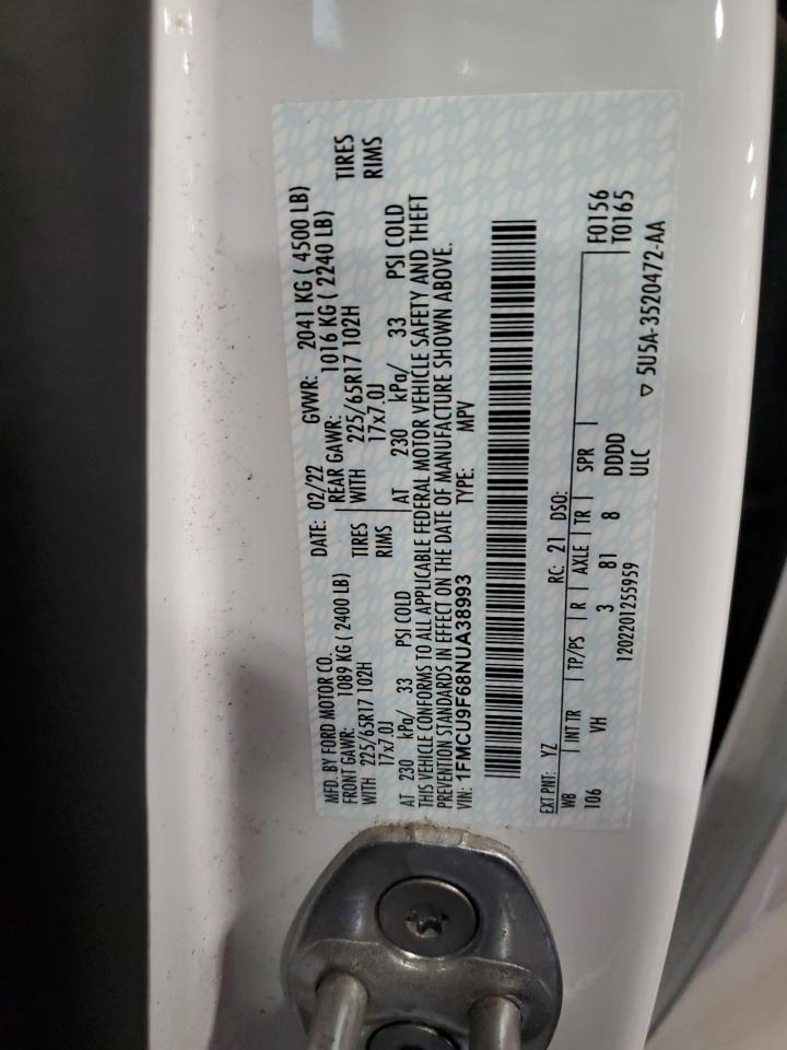 2022 Ford Escape S VIN: 1FMCU9F68NUA38993 Lot: 80866485