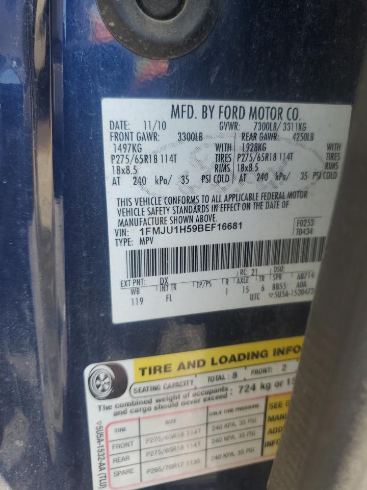 2011 Ford Expedition Xlt VIN: 1FMJU1H59BEF16681 Lot: 71113545