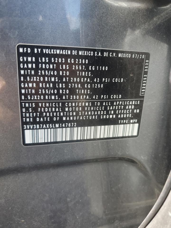 2020 Volkswagen Tiguan Se VIN: 3VV3B7AX5LM147672 Lot: 84268475