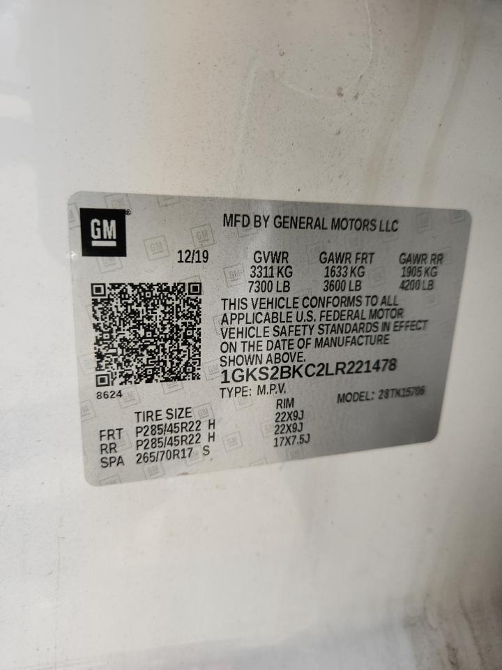2020 GMC Yukon Slt VIN: 1GKS2BKC2LR221478 Lot: 71496895