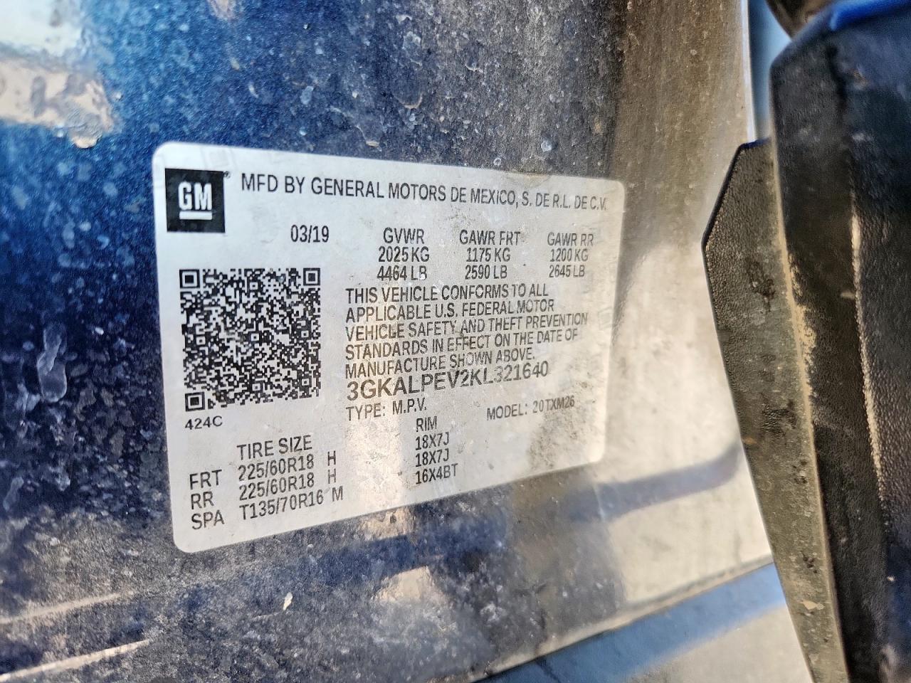 2019 GMC Terrain Slt VIN: 3GKALPEV2KL321640 Lot: 84409855