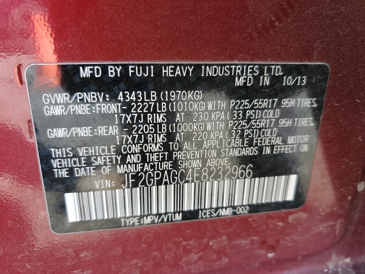 2014 Subaru Xv Crosstrek 2.0 Limited VIN: JF2GPAGC4E8232966 Lot: 80693045