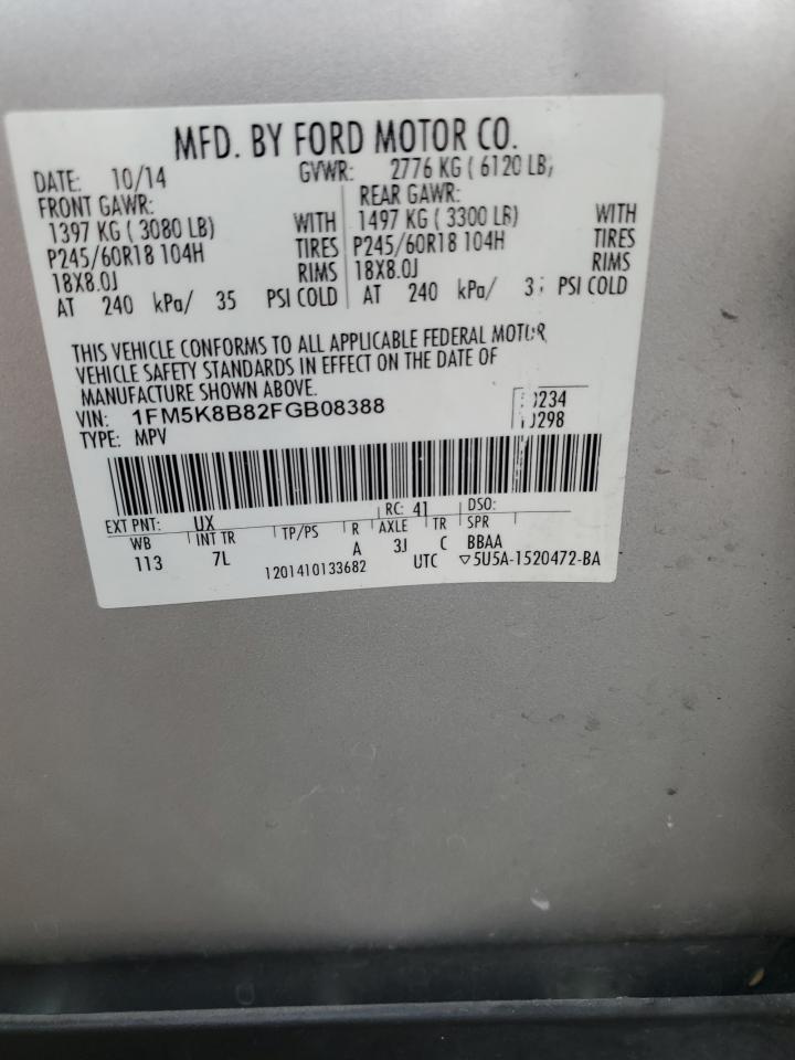 2015 Ford Explorer VIN: 1FM5K8B82FGB08388 Lot: 81109425