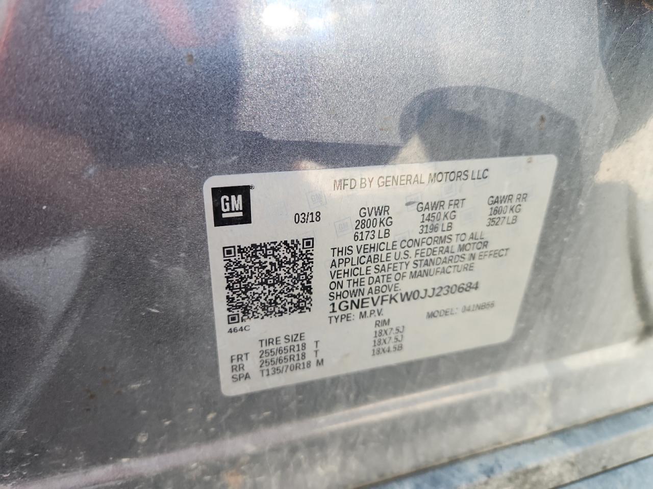 2018 Chevrolet Traverse Ls VIN: 1GNEVFKW0JJ230684 Lot: 71392465