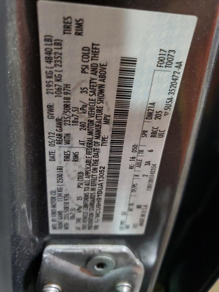 2013 Ford Escape Sel VIN: 1FMCU9H91DUA13052 Lot: 80783245