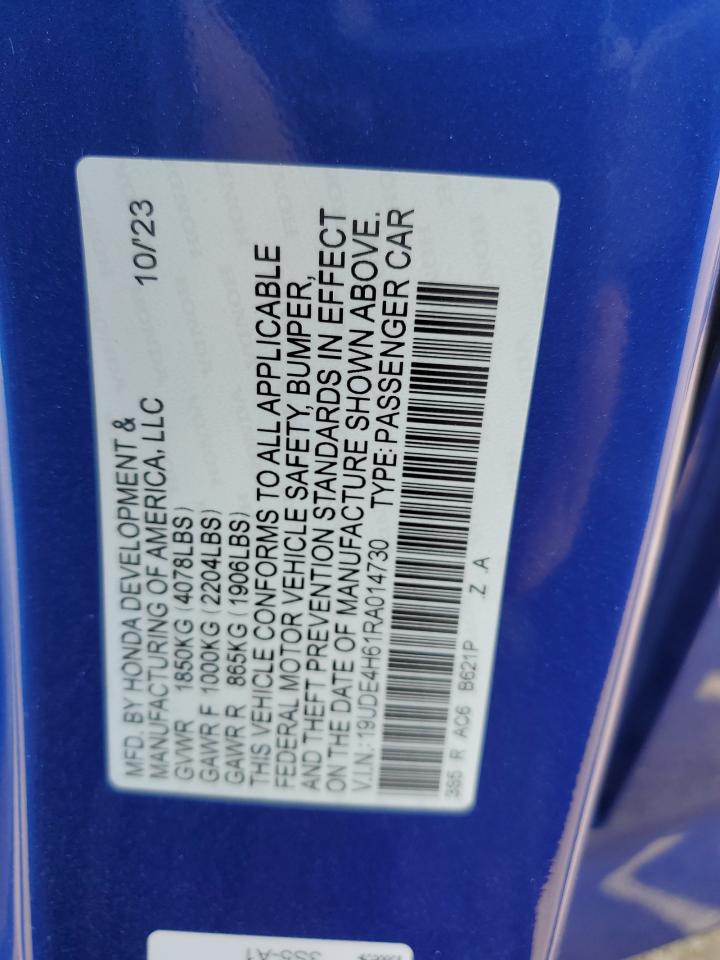 2024 Acura Integra A-Spec Tech VIN: 19UDE4H61RA014730 Lot: 71041025