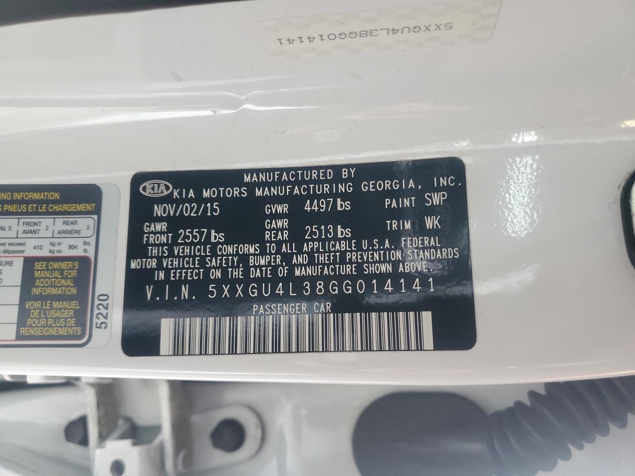 2016 Kia Optima Ex VIN: 5XXGU4L38GG014141 Lot: 80458285