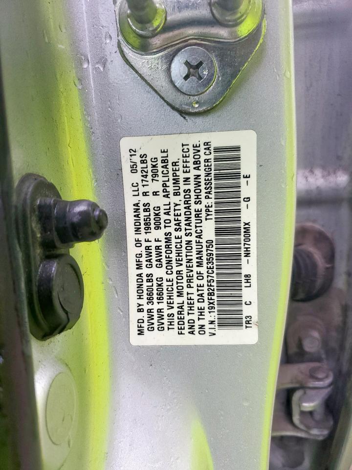 2012 Honda Civic Lx VIN: 19XFB2F57CE359750 Lot: 81736695