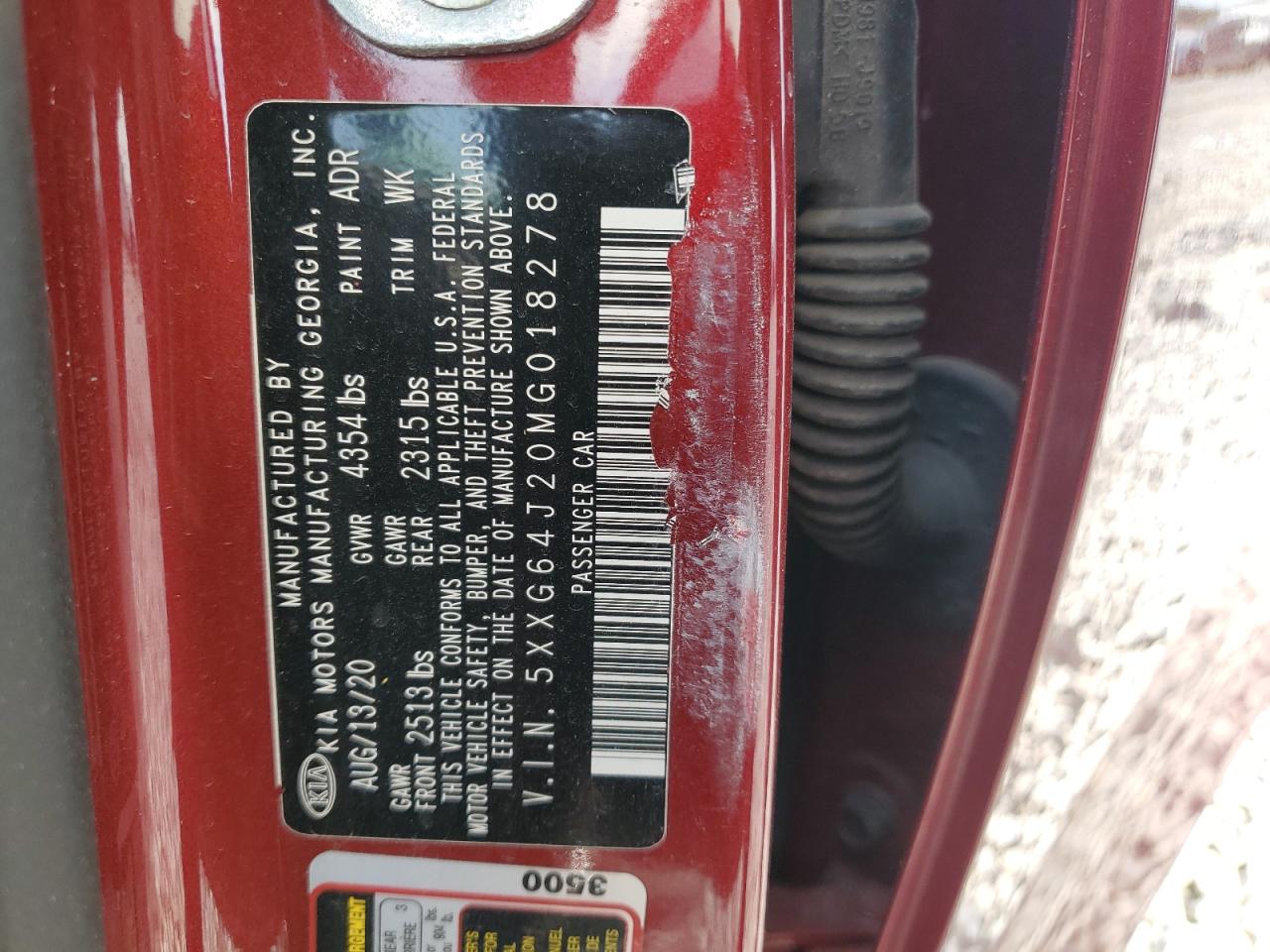 2021 Kia K5 Gt Line VIN: 5XXG64J20MG018278 Lot: 71632215