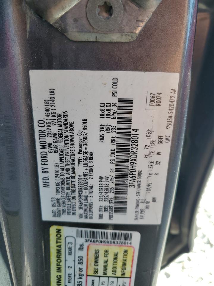 2013 Ford Fusion Se VIN: 3FA6P0H9XDR328014 Lot: 72073405