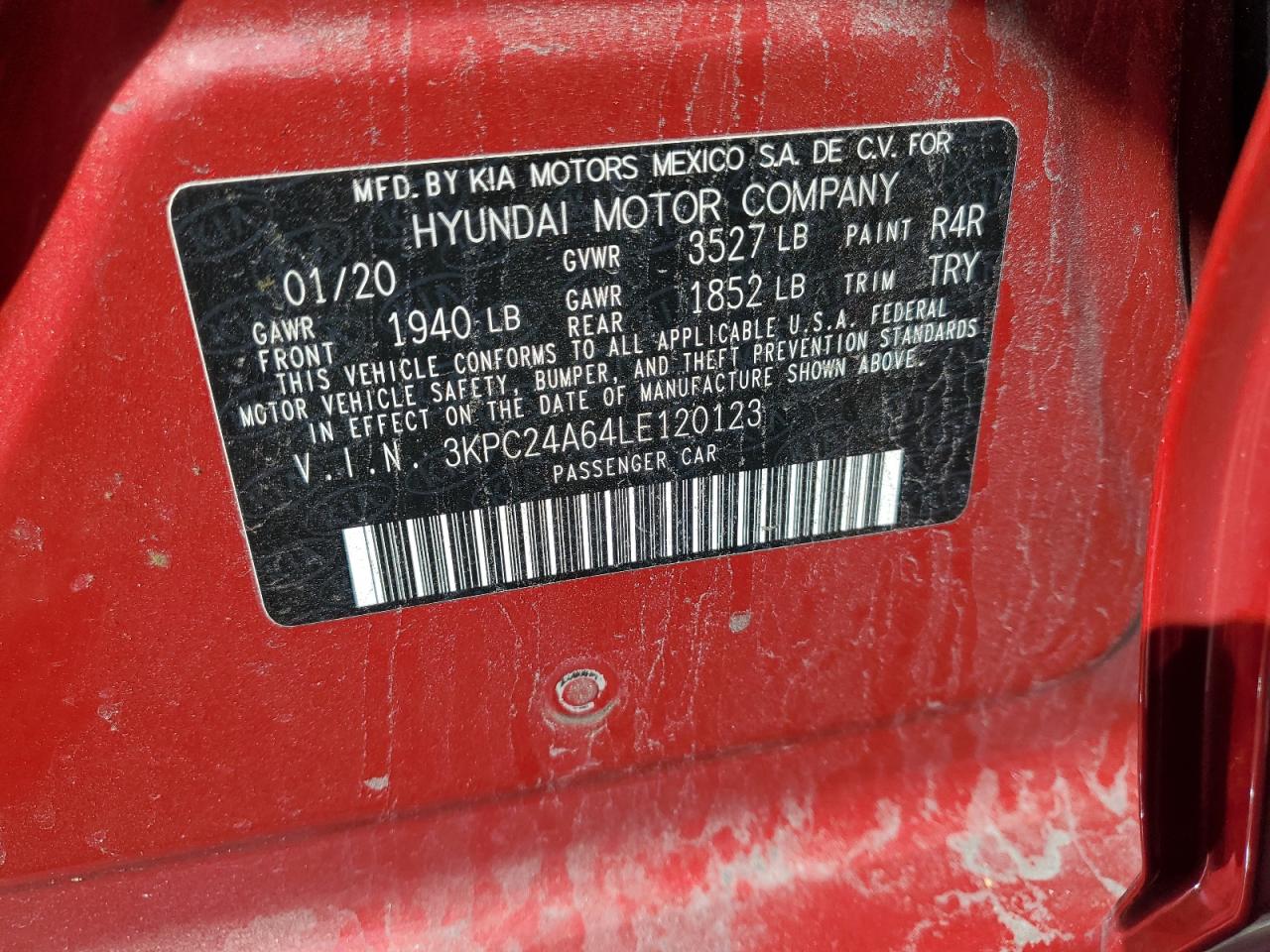 2020 Hyundai Accent Se VIN: 3KPC24A64LE120123 Lot: 82080055