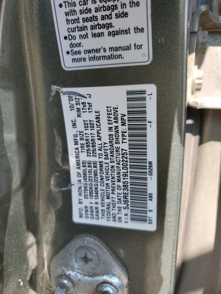 2009 Honda Cr-V Ex VIN: 5J6RE38519L002257 Lot: 80839625