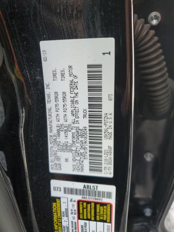 2019 Toyota Tundra Crewmax 1794 VIN: 5TFAY5F19KX830349 Lot: 71472715