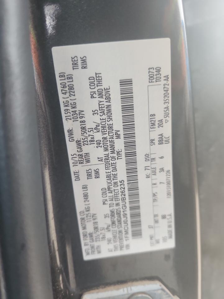 2016 Ford Escape Titanium VIN: 1FMCU0J91GUB26235 Lot: 81791285