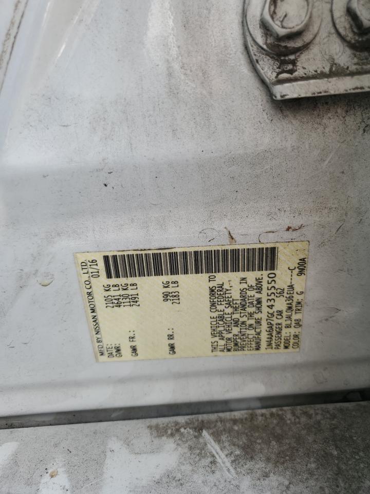 2016 Nissan Maxima 3.5S VIN: 1N4AA6AP7GC435550 Lot: 80822125