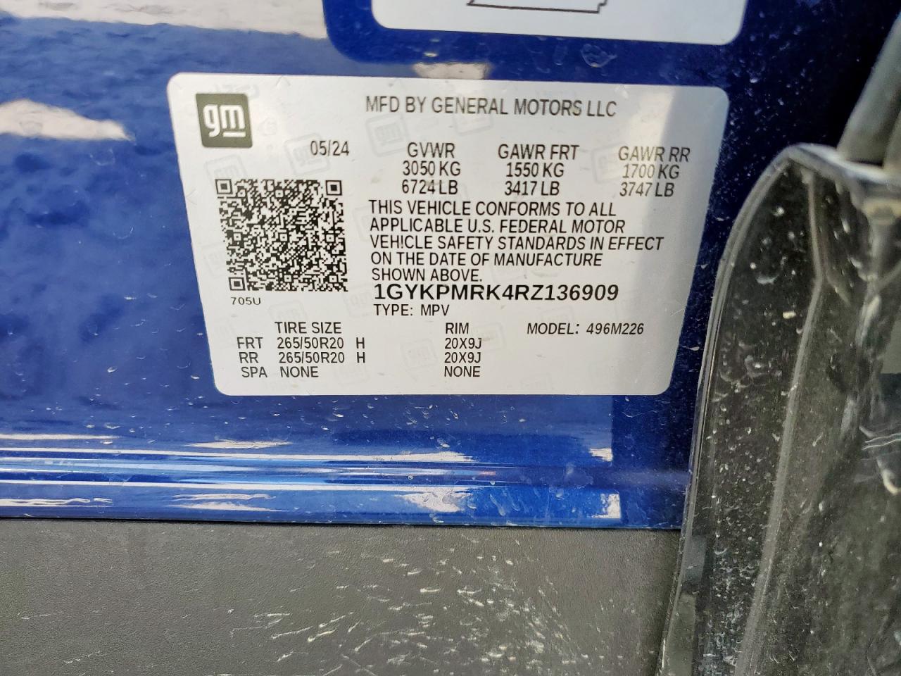 2024 Cadillac Lyriq Tech VIN: 1GYKPMRK4RZ136909 Lot: 84039785