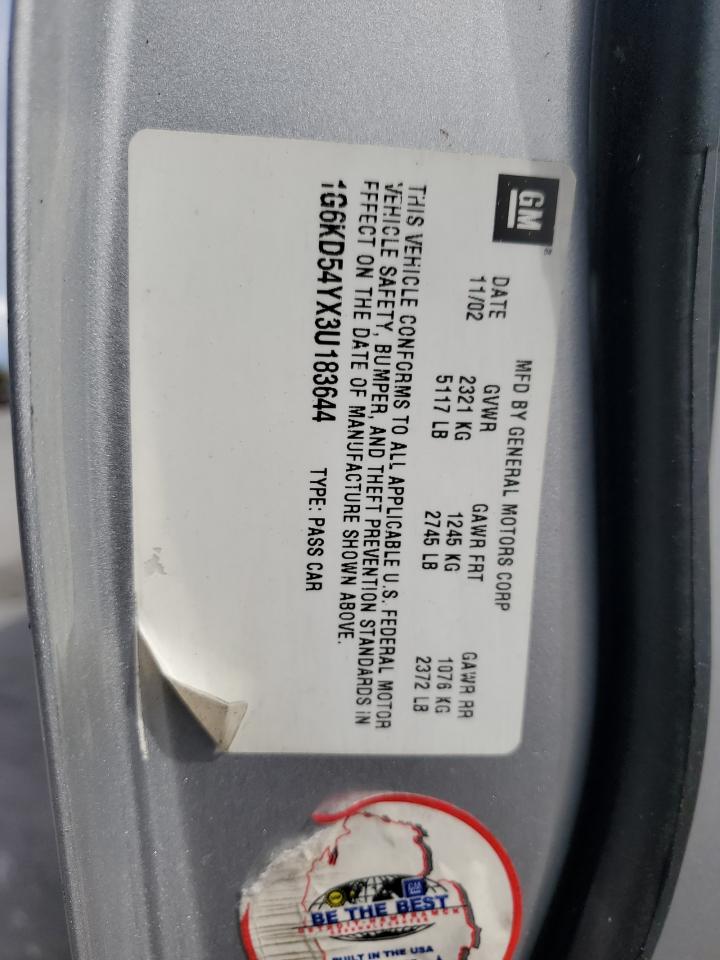 2003 Cadillac Deville VIN: 1G6KD54YX3U183644 Lot: 81963655