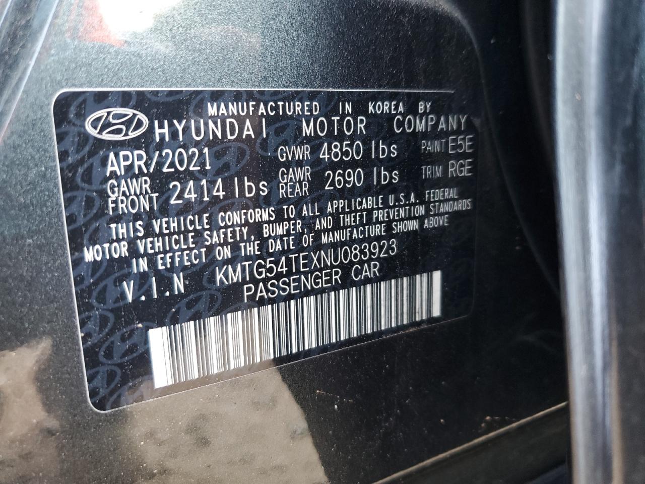 2022 Genesis G70 Base VIN: KMTG54TEXNU083923 Lot: 80574825