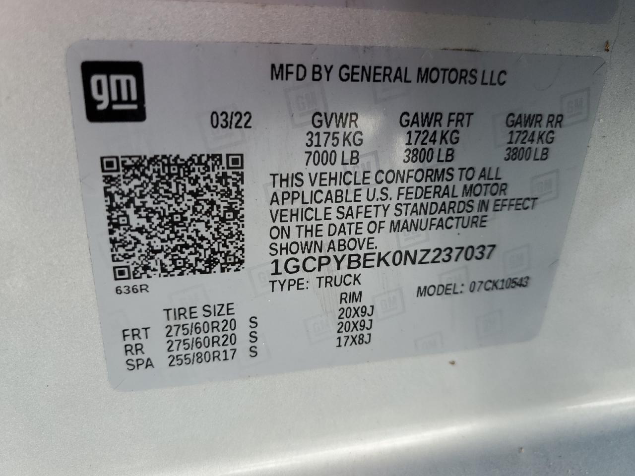 2022 Chevrolet Silverado Ltd K1500 Custom VIN: 1GCPYBEK0NZ237037 Lot: 81922375