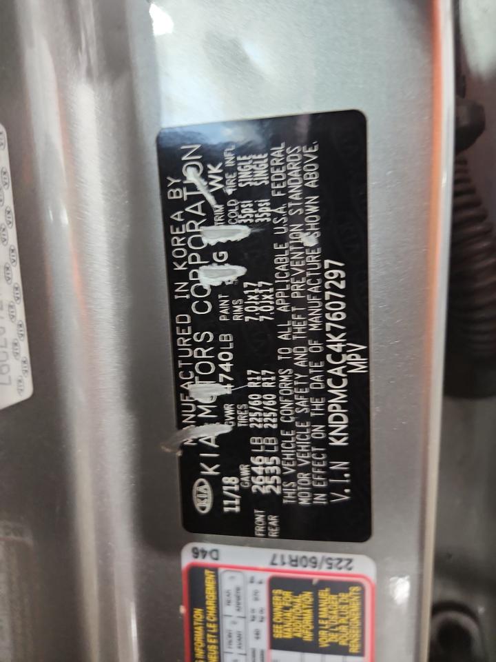 2019 Kia Sportage Lx VIN: KNDPMCAC4K7607297 Lot: 81673485