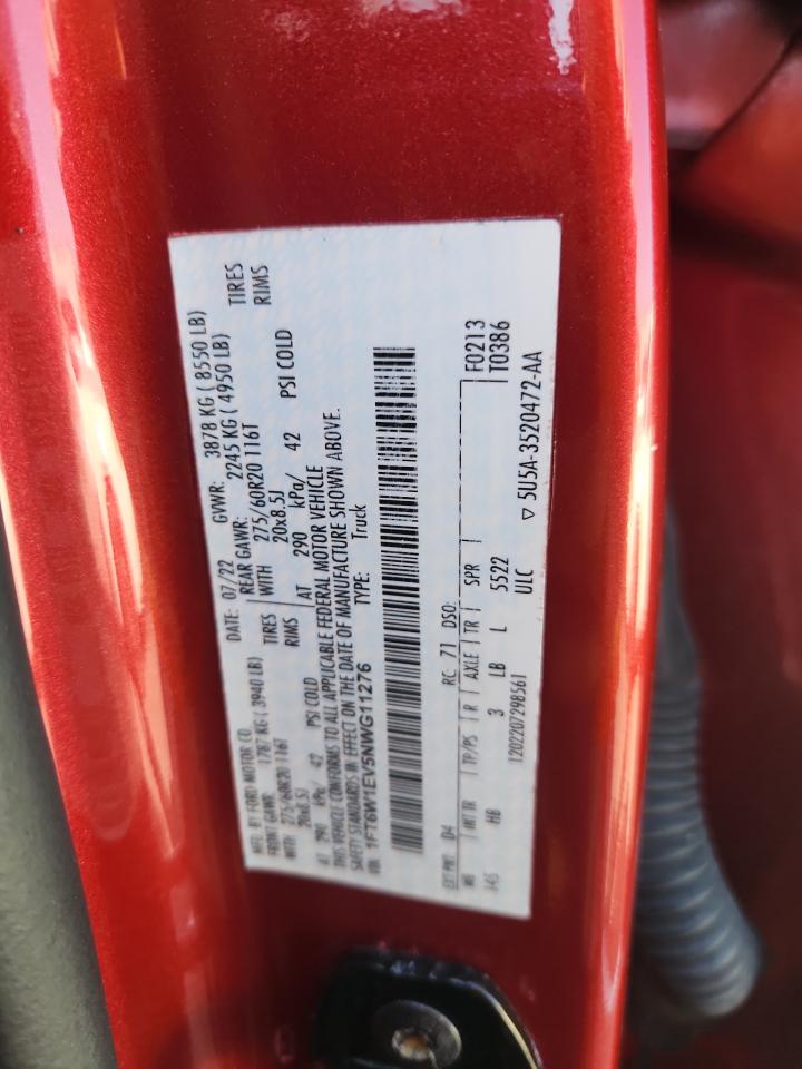 2022 Ford F150 Lightning Pro VIN: 1FT6W1EV5NWG11276 Lot: 80348385