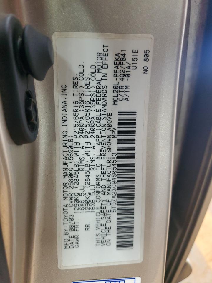 2004 Toyota Sienna Ce VIN: 5TDZA23C94S054583 Lot: 71981455