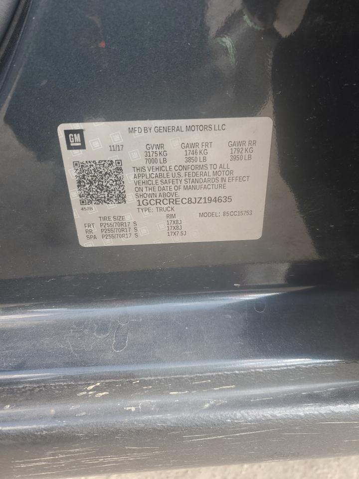 2018 Chevrolet Silverado C1500 Lt VIN: 1GCRCREC8JZ194635 Lot: 83966695