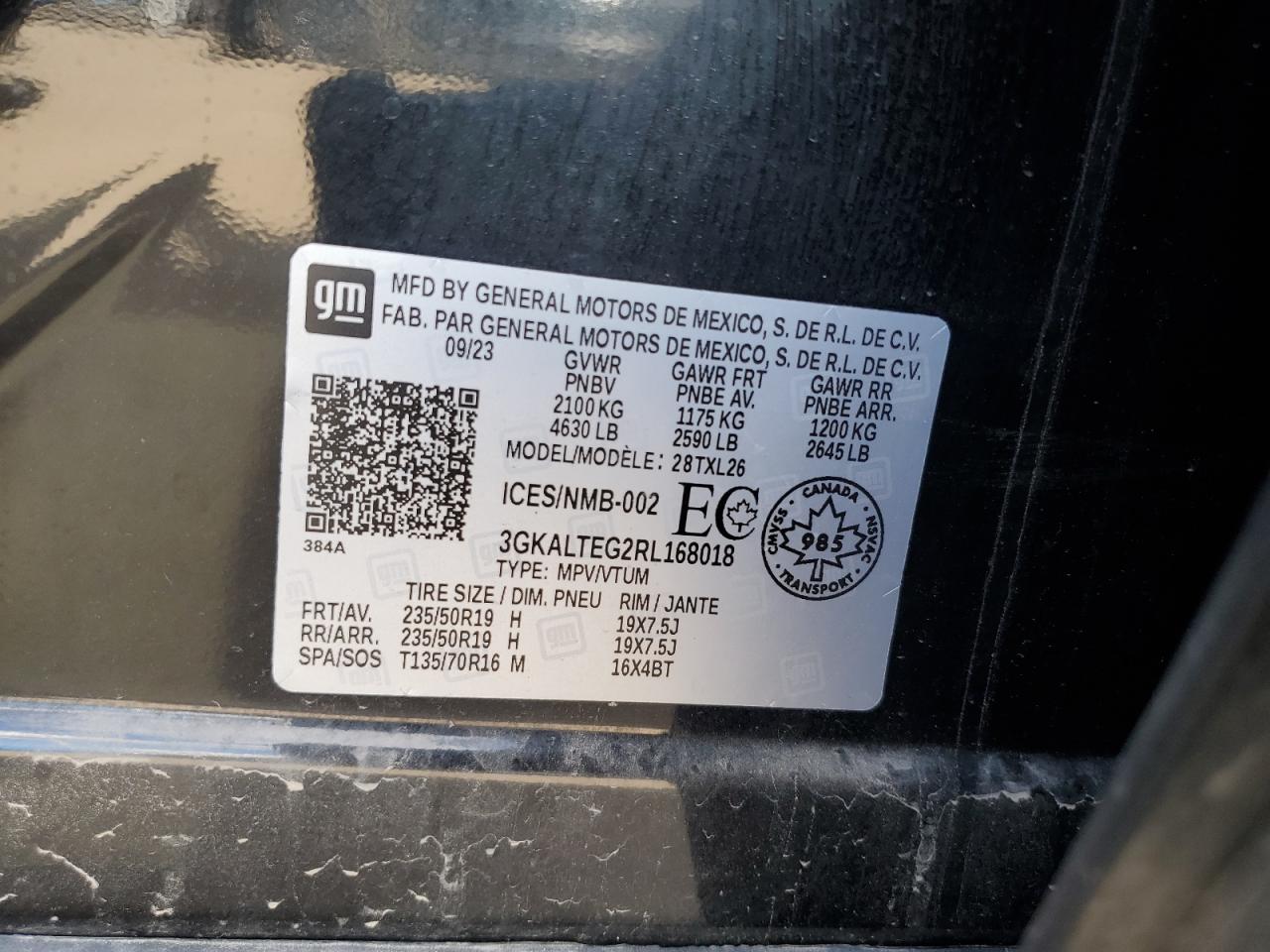 2024 GMC Terrain Sle VIN: 3GKALTEG2RL168018 Lot: 80153375