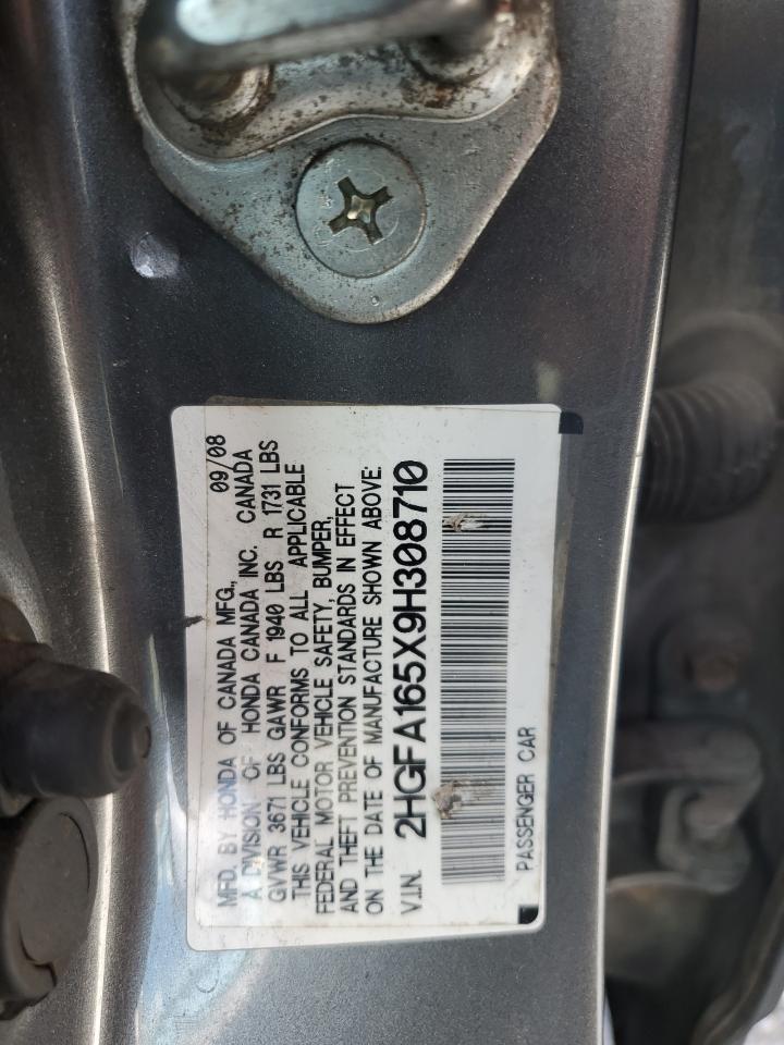 2009 Honda Civic Lx VIN: 2HGFA165X9H308710 Lot: 81877795