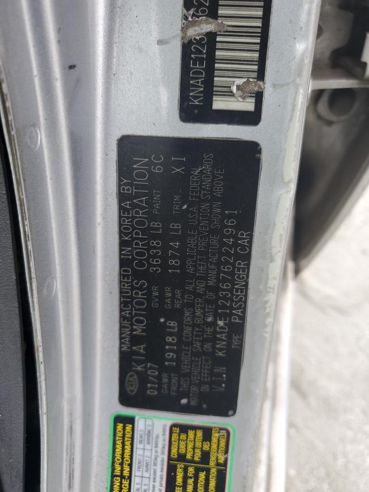 2007 Kia Rio Base VIN: KNADE123676224961 Lot: 81731185