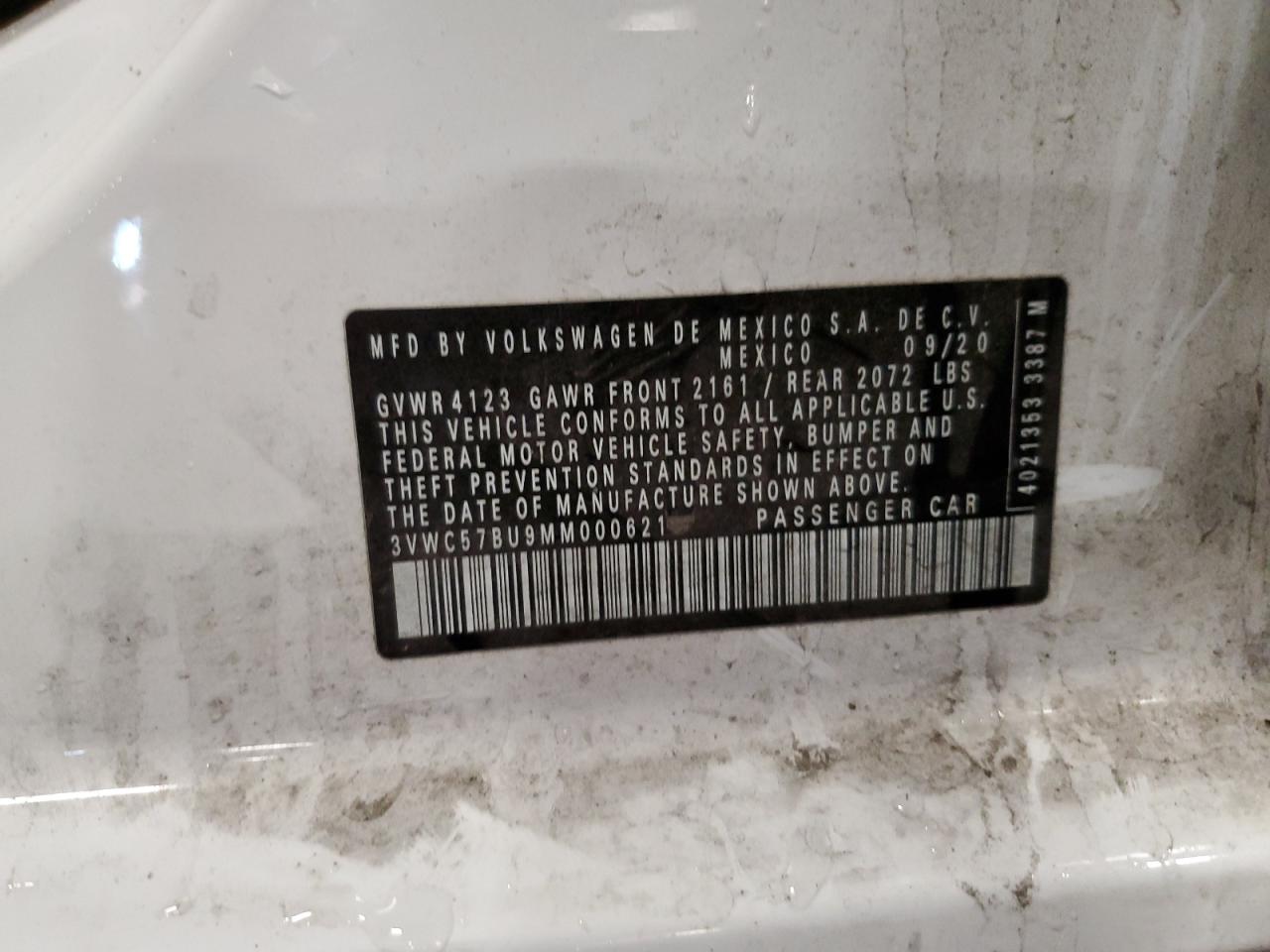 2021 Volkswagen Jetta S VIN: 3VWC57BU9MM000621 Lot: 84280265