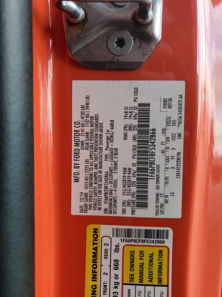 2015 Ford Mustang Gt VIN: 1FA6P8CF8F5342866 Lot: 80208975