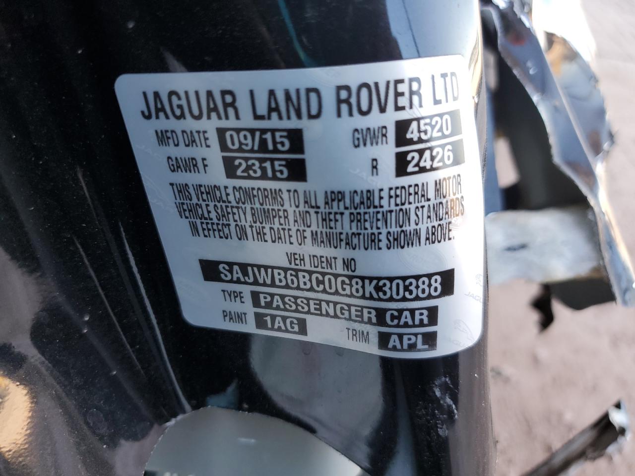 2016 Jaguar F-Type S VIN: SAJWB6BC0G8K30388 Lot: 71813335