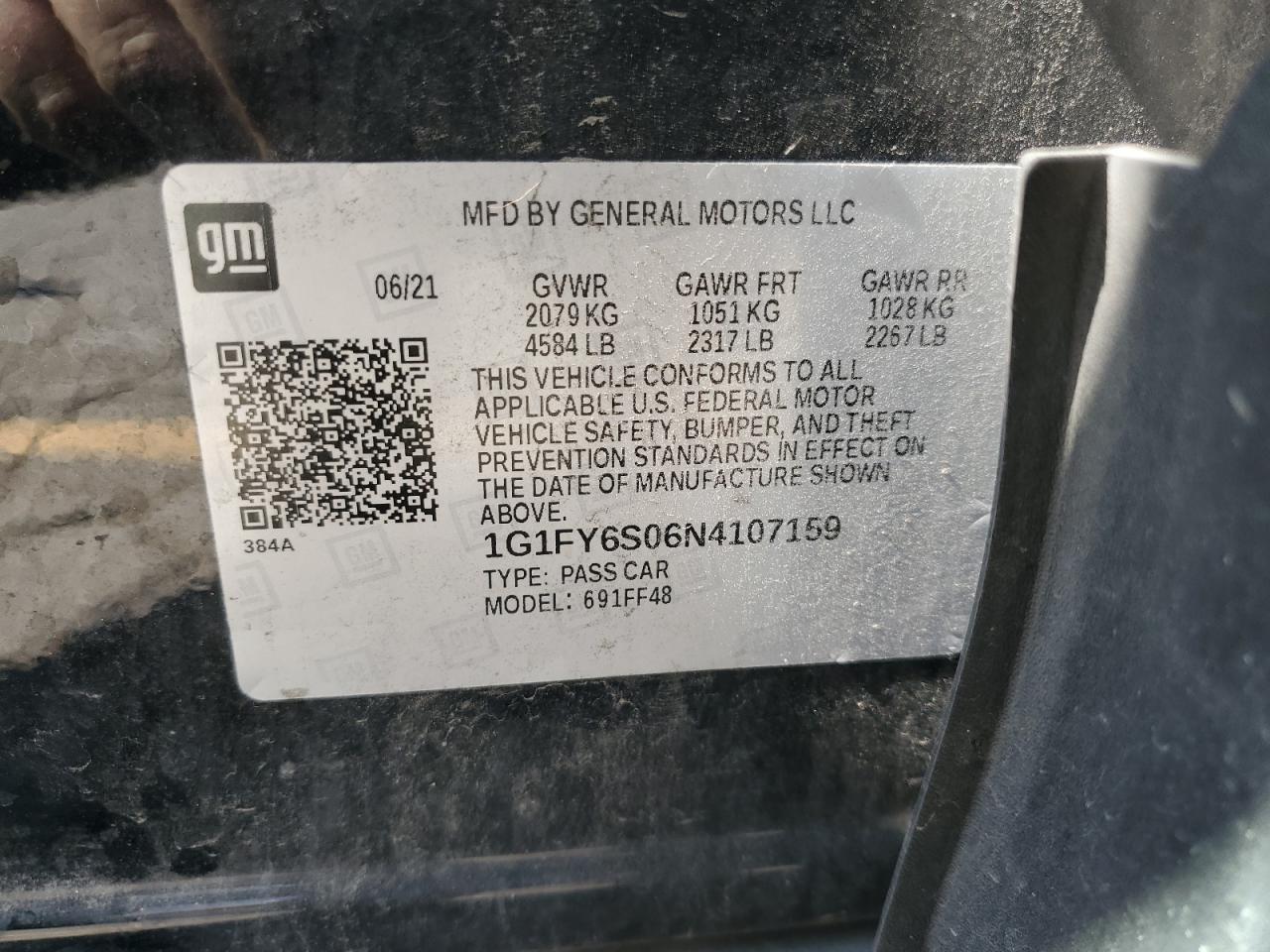 2022 Chevrolet Bolt Euv Lt VIN: 1G1FY6S06N4107159 Lot: 71677375