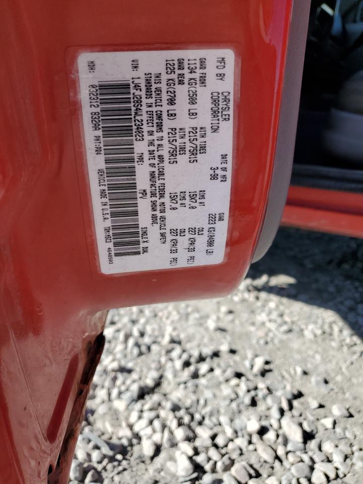 1998 Jeep Cherokee Se VIN: 1J4FJ28S4WL234023 Lot: 70307055