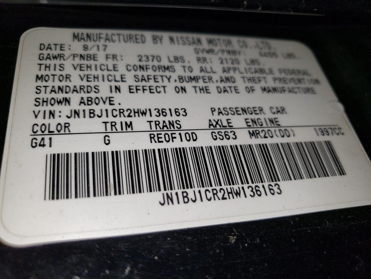 2017 Nissan Rogue Sport S VIN: JN1BJ1CR2HW136163 Lot: 84203915